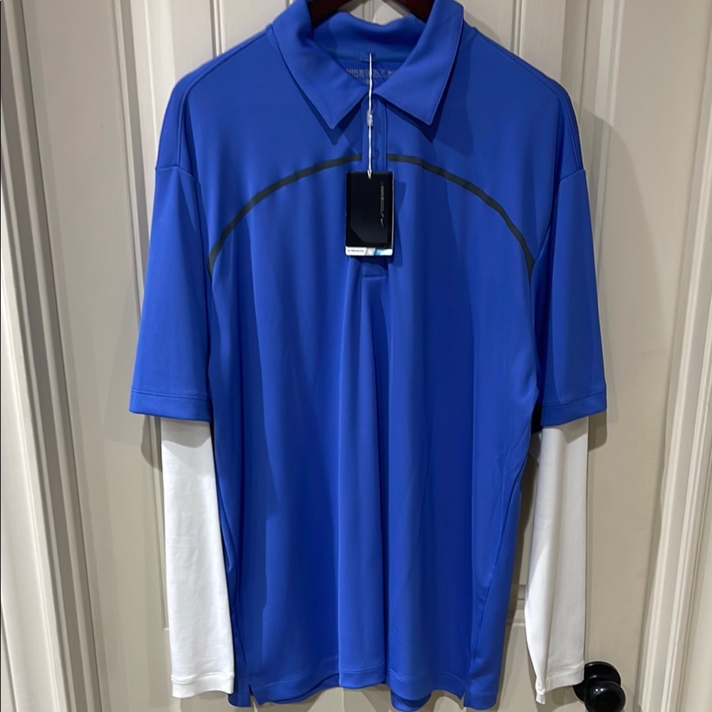 Men’s XL Nike Golf Men's Blue Polo Shirt with built in solar sleeves